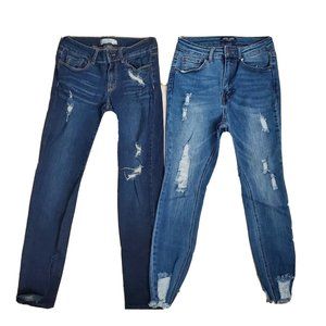 2 Pairs Distressed Jeans Sz3, Bullhead, Wax Jeans Ankle